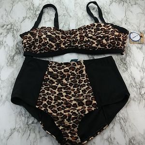 Swimsuits For All 2 Piece Leopard Print SZ 18